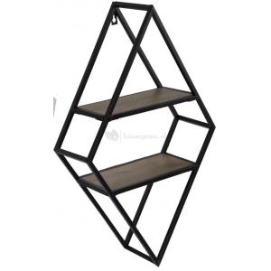 Wallhanger Black Rhombus 38x12x62 cm zwart industrieel wandrek